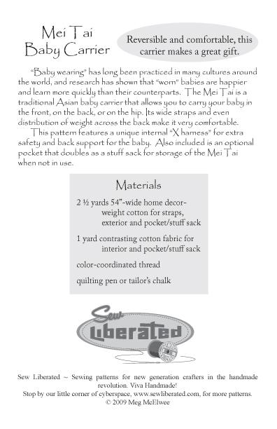 Mei Tai Baby Carrier - Sew Liberated - Digital Download PDF Sewing Pattern - The Eternal Maker - UK Fabric Shop