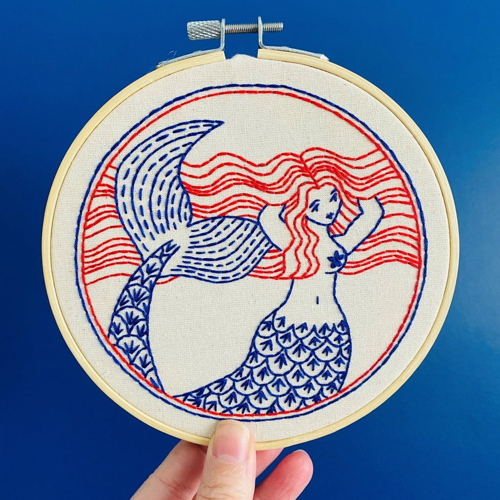Mermaid Hair Don't Care Embroidery Kit - Hook, Line & Tinker - The Eternal Maker - UK Fabric Shop