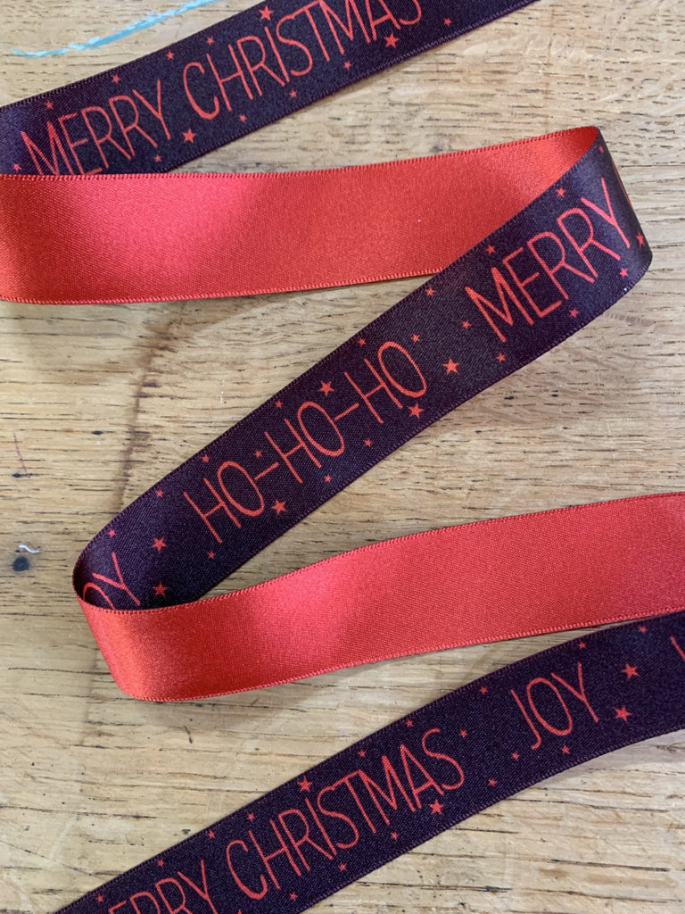 Merry Christmas Ribbon - 25mm - Red - The Eternal Maker - UK Fabric Shop