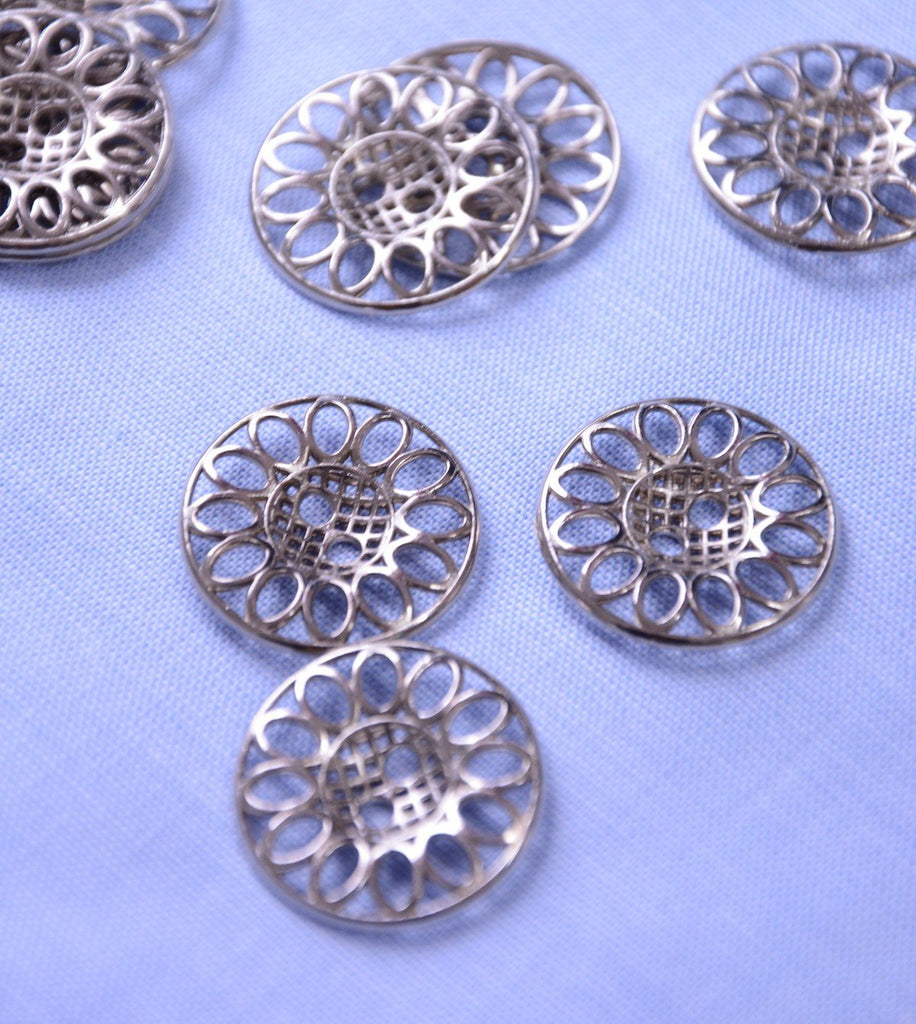 Metal Filigree Button - 24mm - Silver - The Eternal Maker - UK Fabric Shop