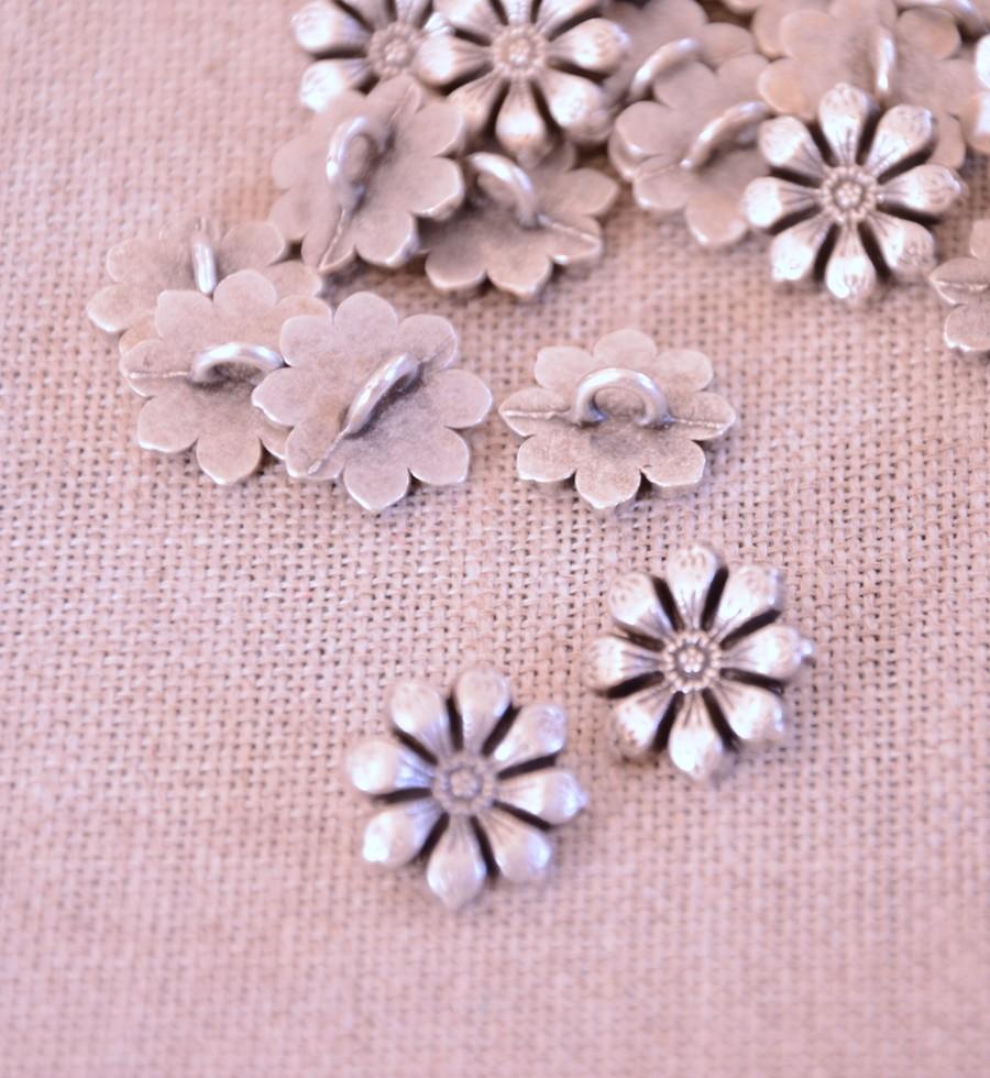 Metal Flower Shank Button - 15mm - The Eternal Maker - UK Fabric Shop