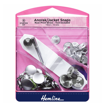 Metal Press Studs/ Anorak Jacket Snaps - Silver - 15mm - The Eternal Maker - UK Fabric Shop