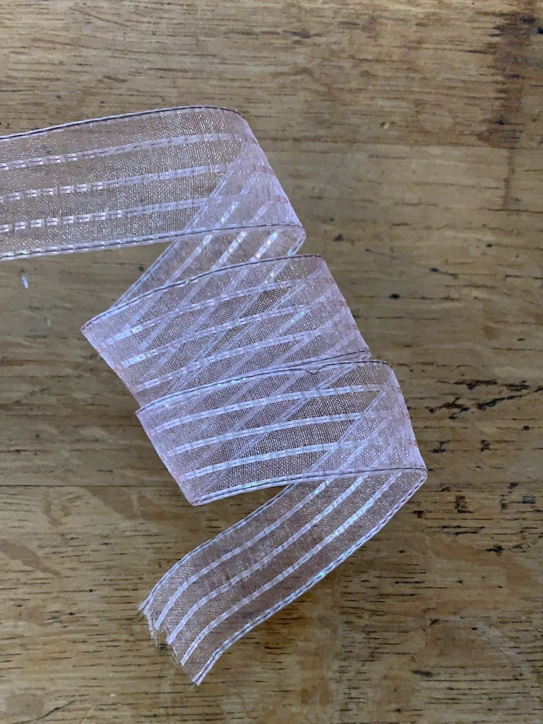 Metallic Stripes Organza Ribbon - 25mm - Pink - The Eternal Maker - UK Fabric Shop