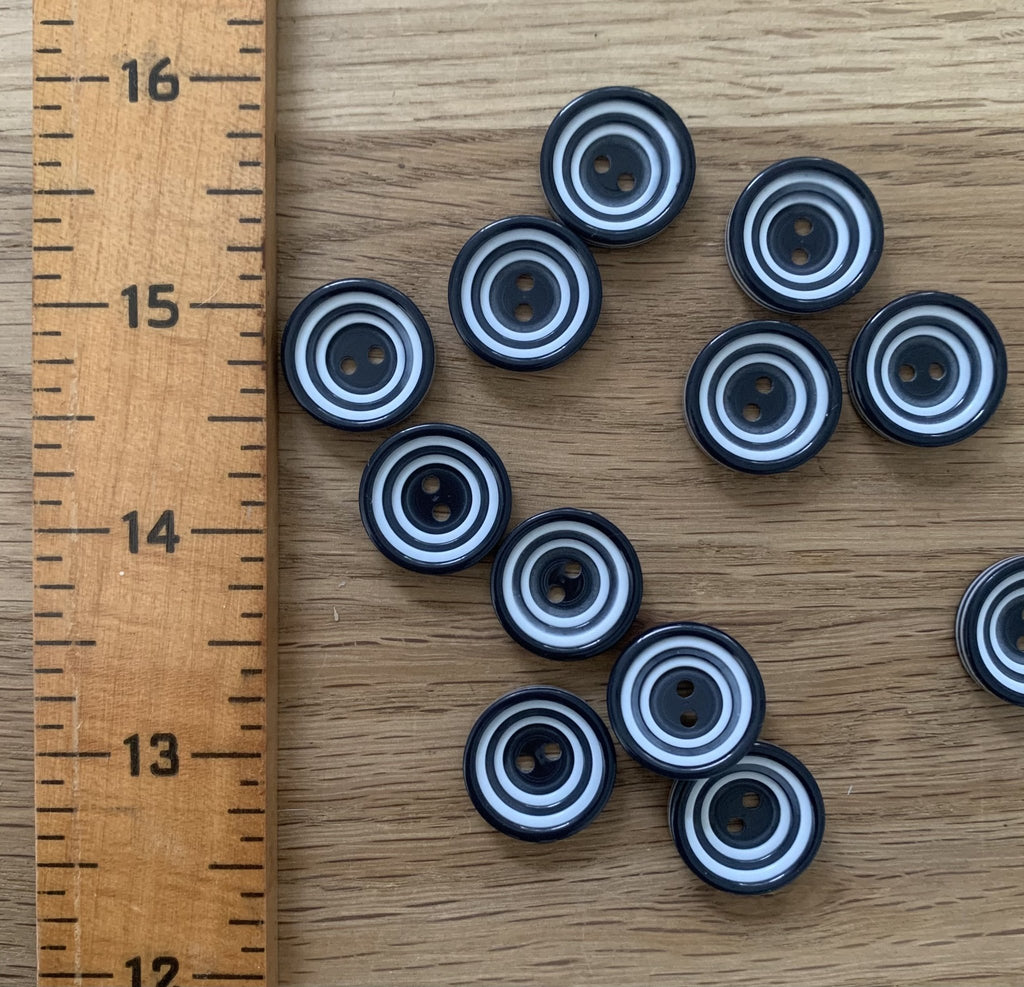 Monochrome Stripes Dish Button - 17mm - The Eternal Maker - UK Fabric Shop