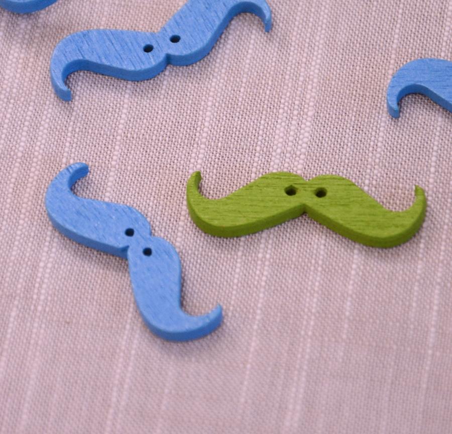 Moustache Button - 36mm - Blue - The Eternal Maker - UK Fabric Shop