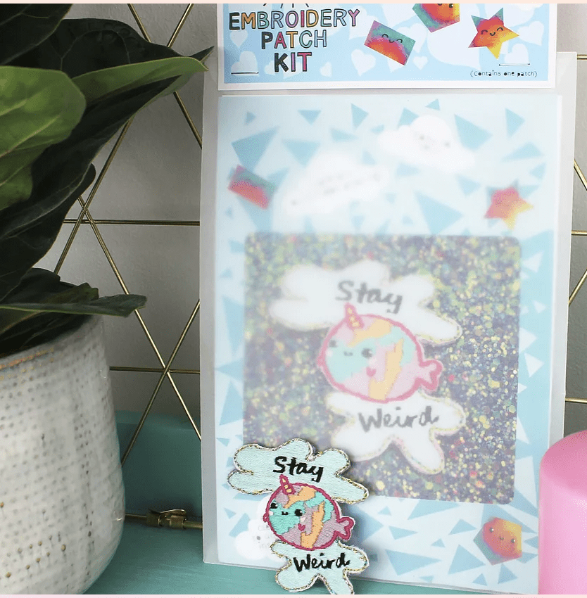Narwhal Stay Weird DIY Embroidery Patch Kit - Ellbie Co - The Eternal Maker - UK Fabric Shop