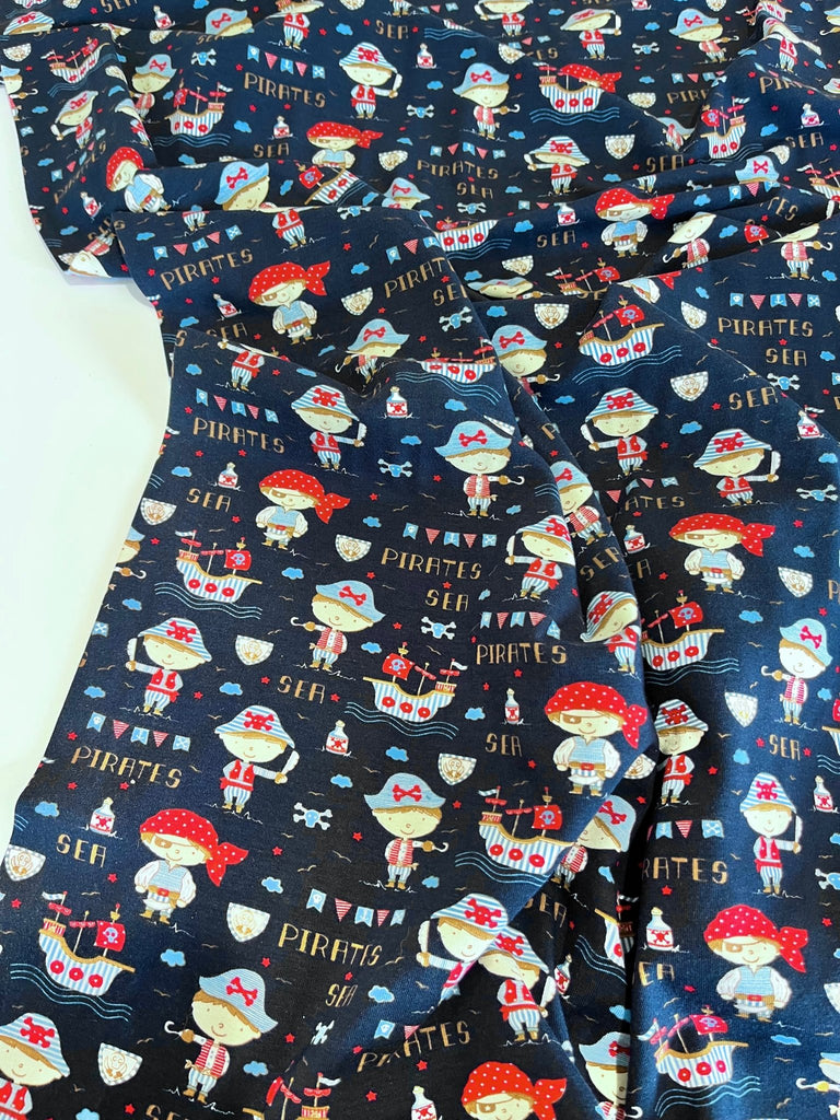 Navy Pirates - Jersey - The Eternal Maker - UK Fabric Shop