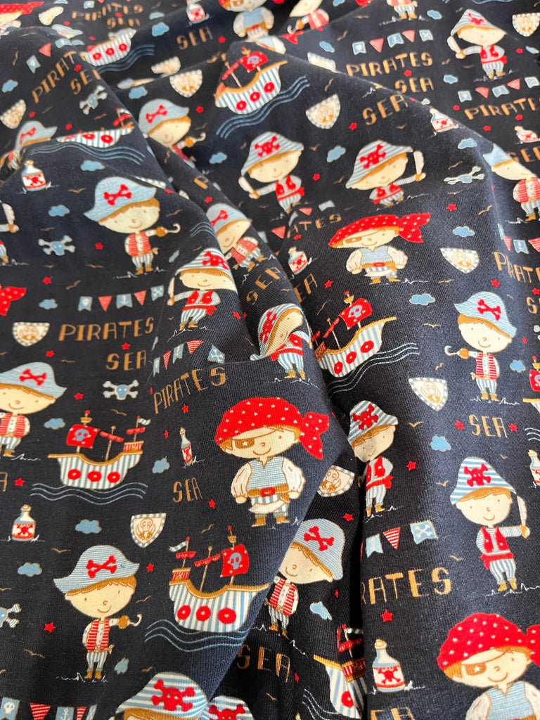 Navy Pirates - Jersey - The Eternal Maker - UK Fabric Shop