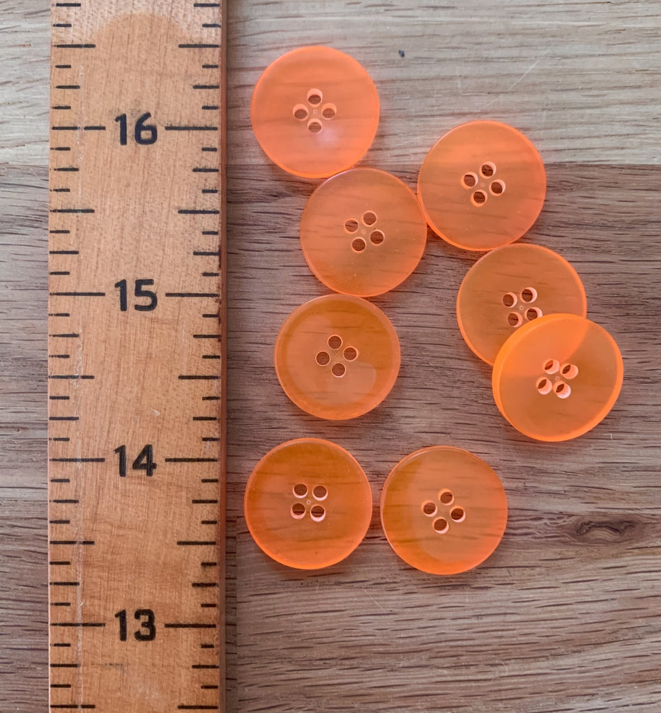 Neon Orange - 20mm - 4 Hole Button - The Eternal Maker - UK Fabric Shop