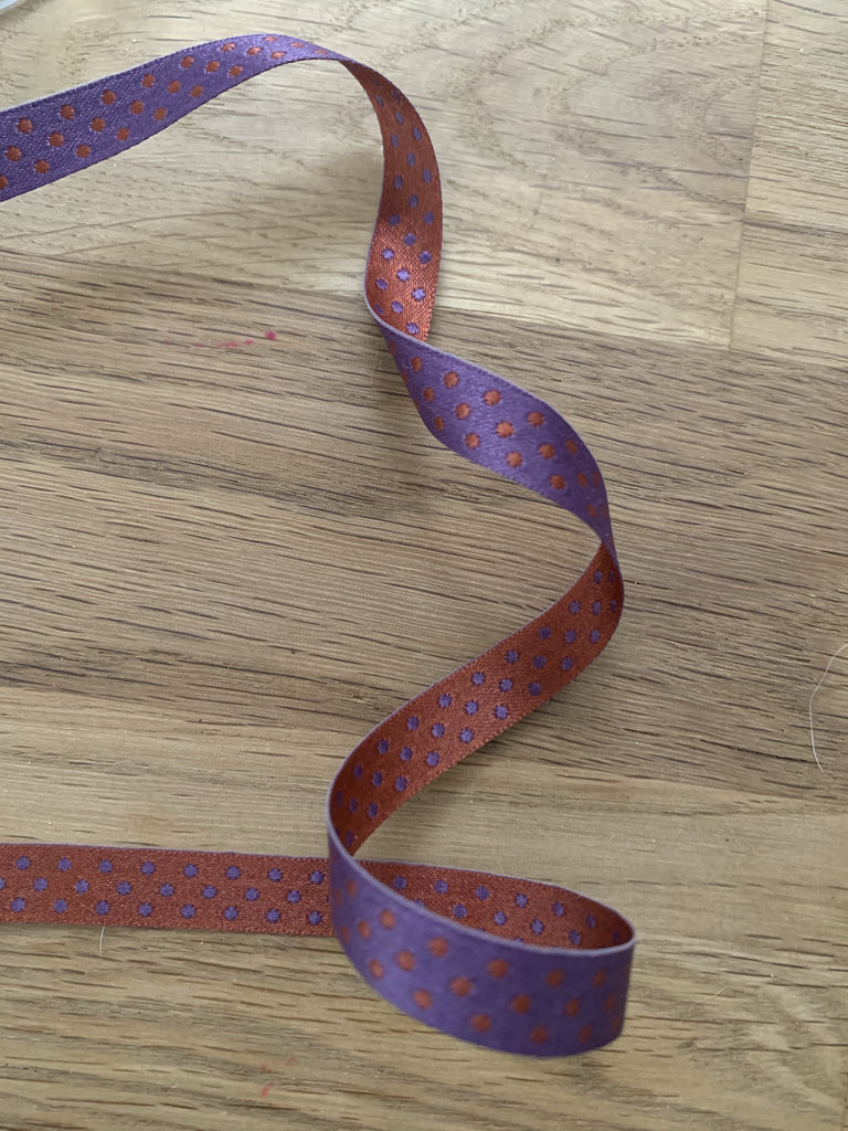 Offray Ribbon and Trims Double Sided Spotty Ribbon - Plum Rust - 10mm