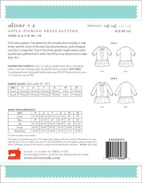 Oliver + S Dress Patterns Apple-Picking Dress - Oliver + S