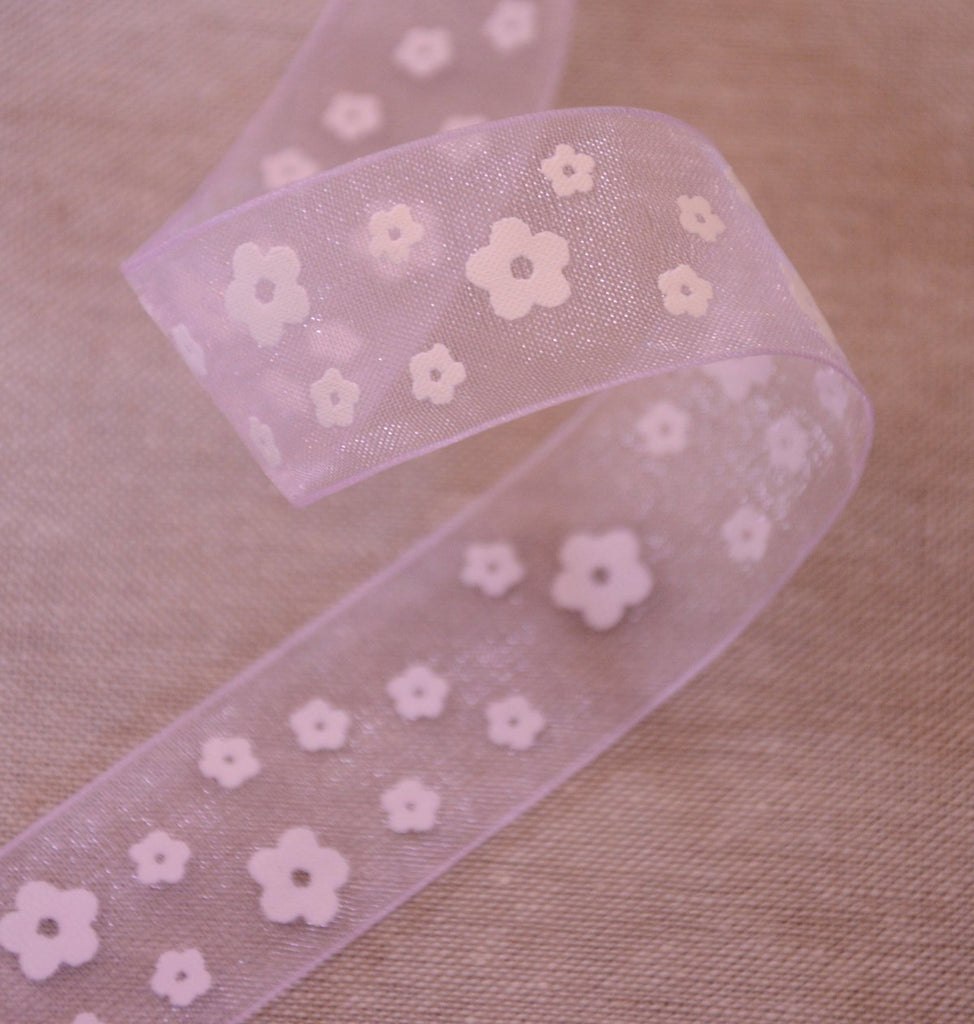 Organza Flower Ribbon - 25mm - Lilac - The Eternal Maker - UK Fabric Shop