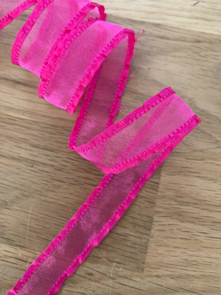 Organza Ruffle - Edge Ribbon - 15mm - Fuchsia - The Eternal Maker - UK Fabric Shop