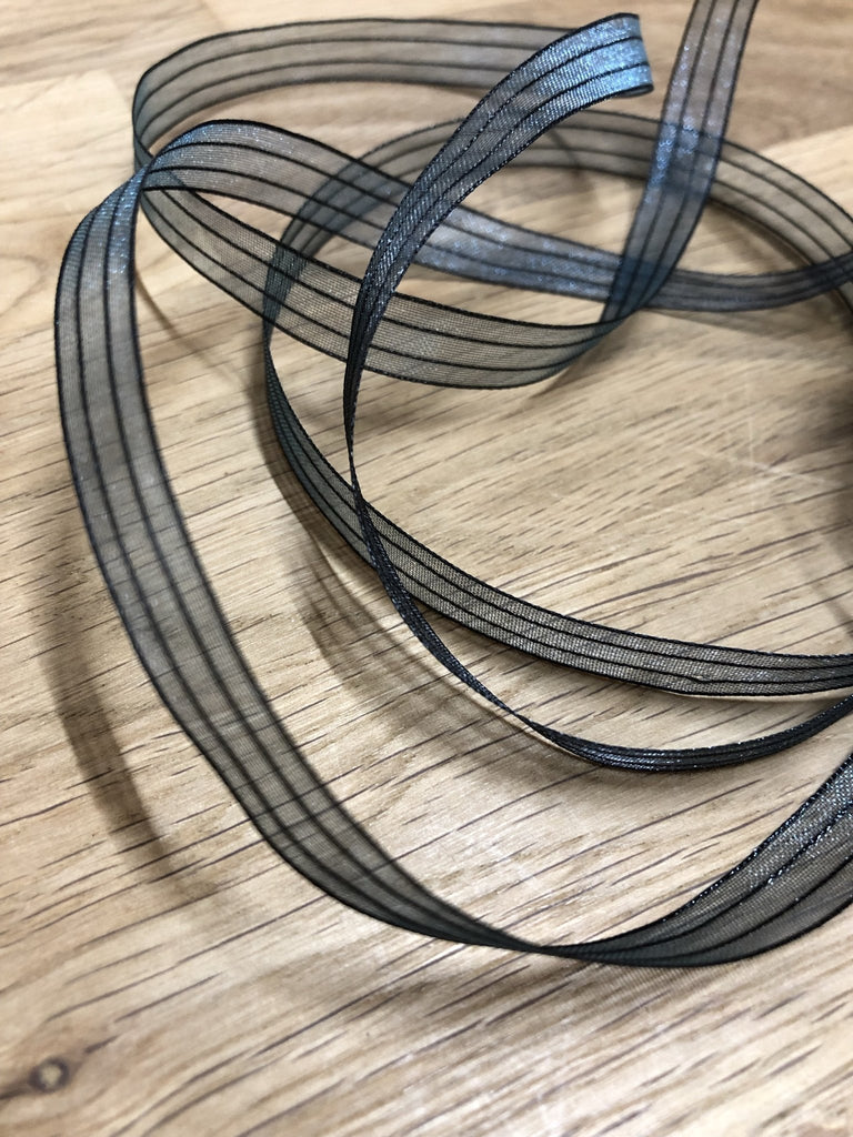 Organza Stripe Ribbon - 10mm - Indigo - The Eternal Maker - UK Fabric Shop