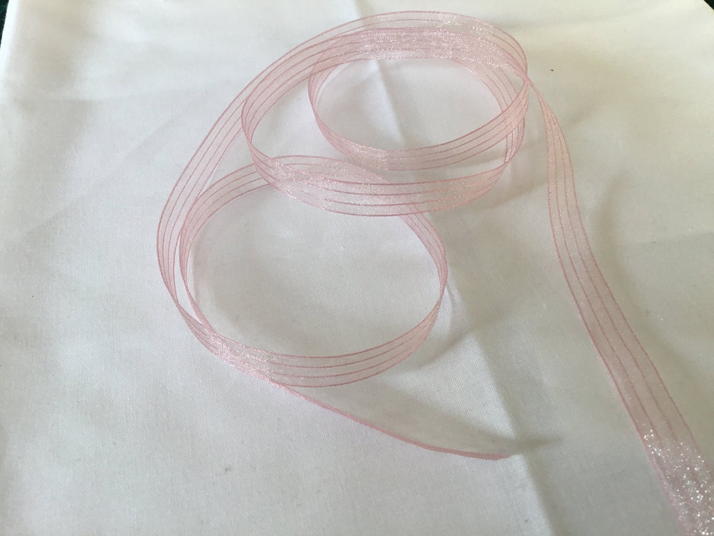 Organza Stripe Ribbon - 10mm - Pink - The Eternal Maker - UK Fabric Shop