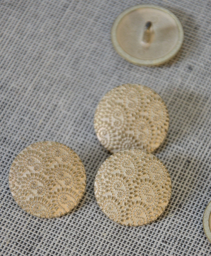 Ornate Embossed Metal Shank Button - Silver - 24mm - The Eternal Maker - UK Fabric Shop