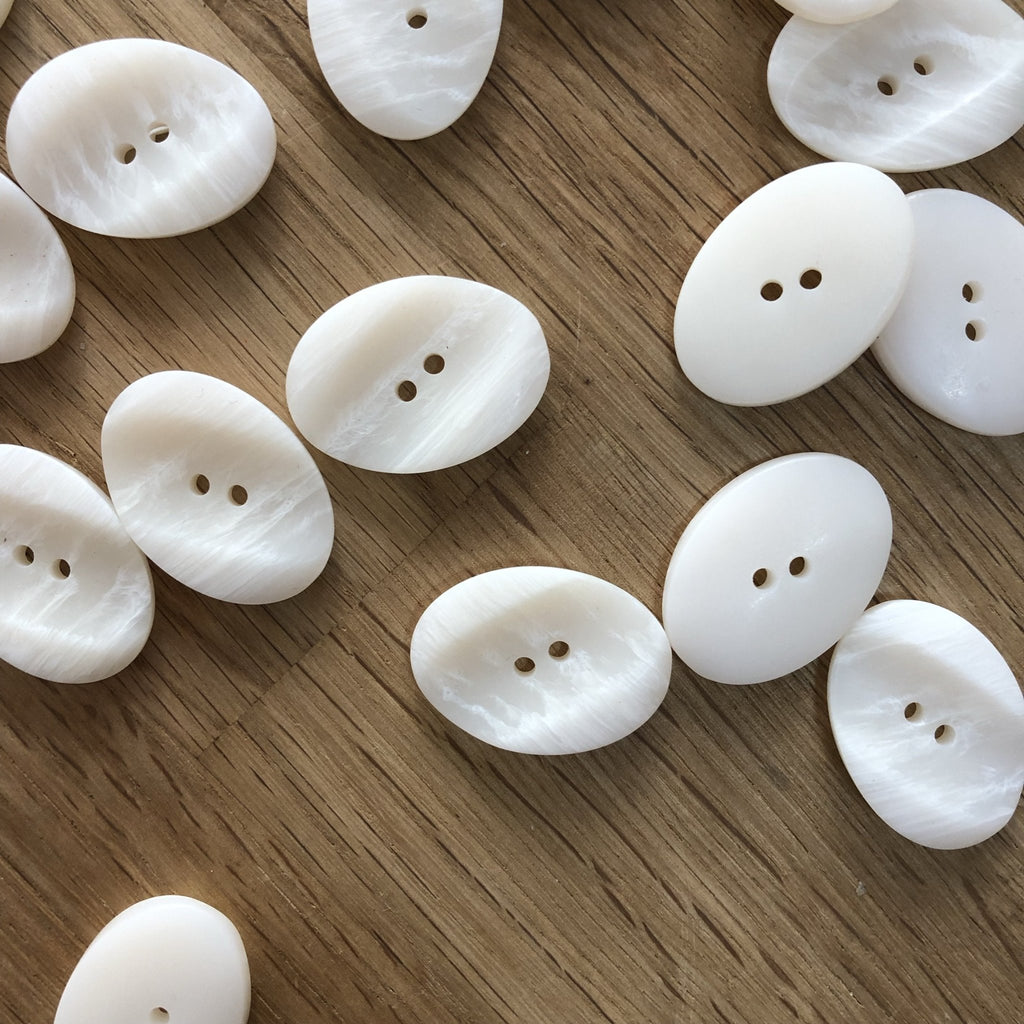 Oval Cream Marble Effect Polyester Button 28mm - The Eternal Maker - UK Fabric Shop