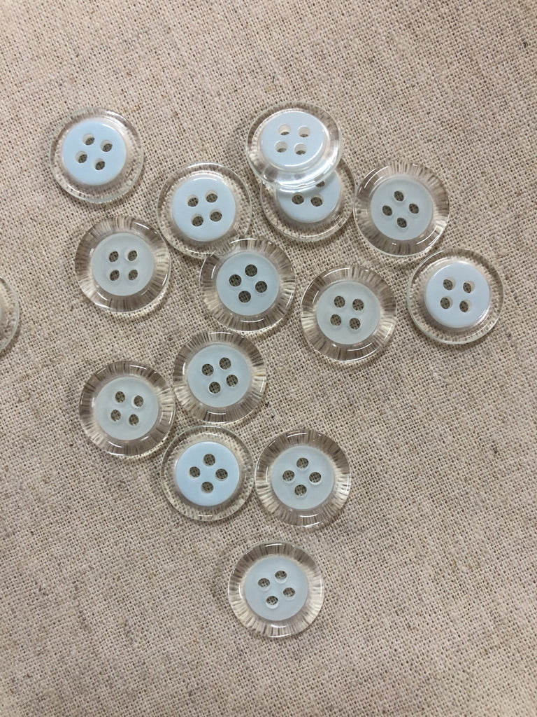 Pale Blue Clear Rim Button - 15mm - The Eternal Maker - UK Fabric Shop