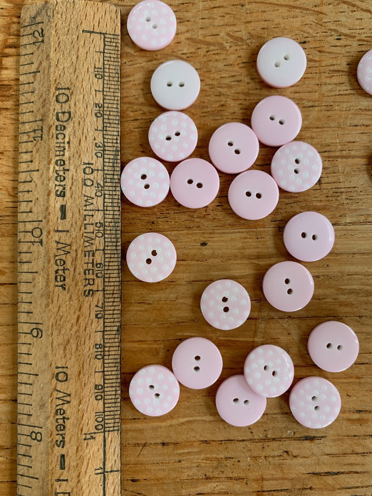 Pale Pink Spotty Button - 13mm - The Eternal Maker - UK Fabric Shop
