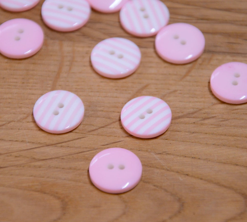 Pale Pink Stripy Button - 13mm - The Eternal Maker - UK Fabric Shop