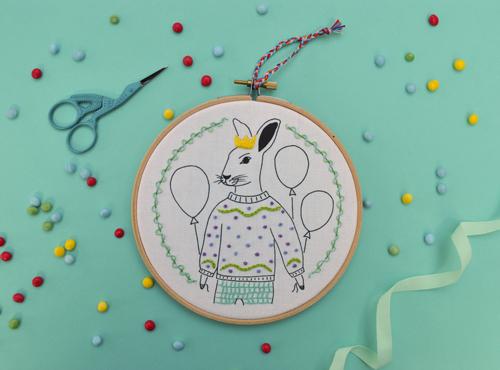 Party Rabbit - Embroidery Sampler Kit - The Eternal Maker - UK Fabric Shop