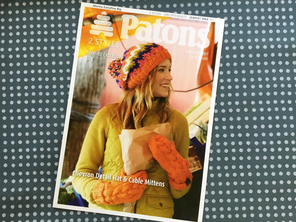 Patons Knitting Patterns Chevron Hat and Cable Mittens Knitting Pattern by Patons