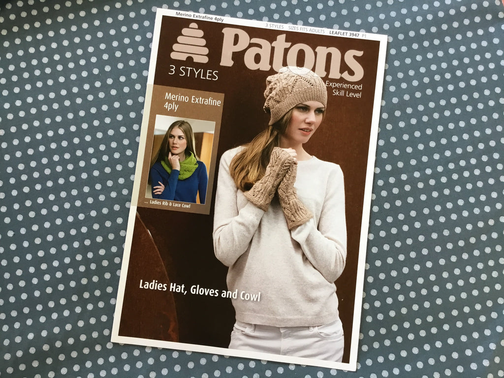 Patons Knitting Patterns Ladies Hat, Gloves and Cowl Knitting Pattern by Patons