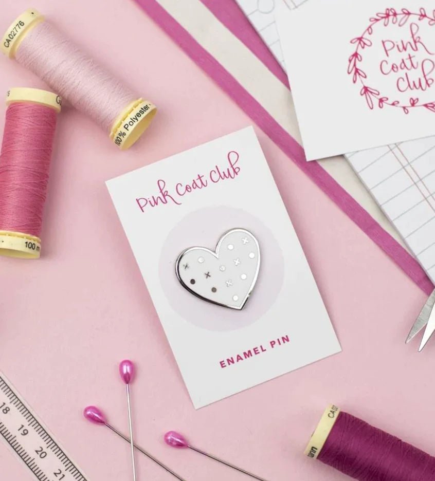 Pattern Paper Heart - Enamel Pin - Pink Coat Club - The Eternal Maker - UK Fabric Shop