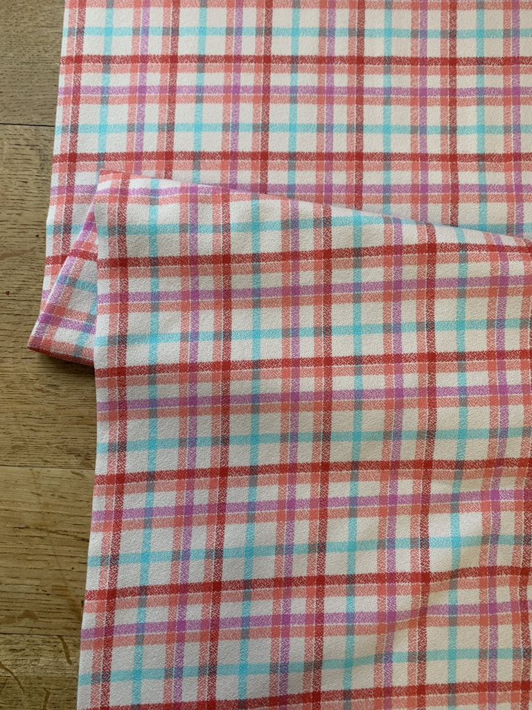Peach Pink Plaid - Mammoth Junior Flannel - The Eternal Maker - UK Fabric Shop