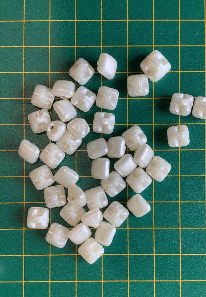 Pearly Square Shank Button - 8mm - The Eternal Maker - UK Fabric Shop