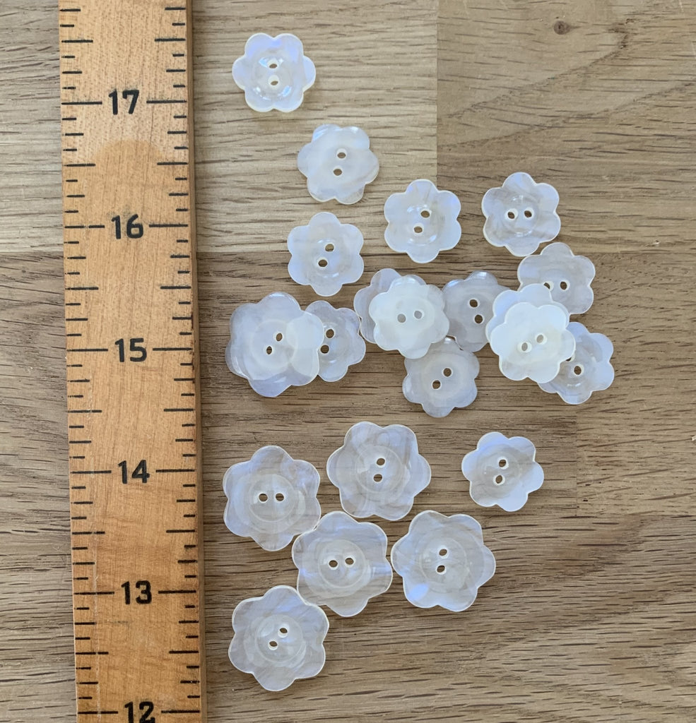 Pearly Translucent Flower Button - 19mm and 23mm - The Eternal Maker - UK Fabric Shop