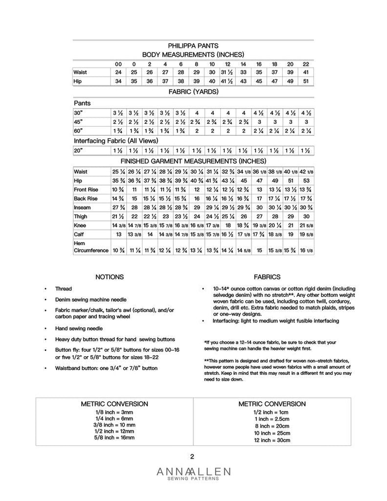 Philippa Pants - Anna Allen Clothing - Digital Download Pattern - The Eternal Maker - UK Fabric Shop