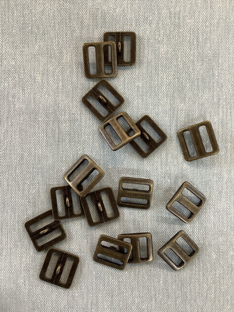 Pierced Square Shank Button - Antique Bronze - 16mm square - The Eternal Maker - UK Fabric Shop