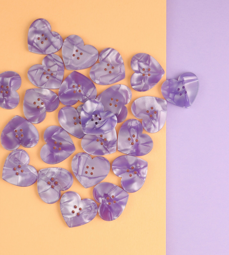 Pigeon Wishes Buttons Heart Buttons - 25mm - Cut One Pair & Pigeon Wishes
