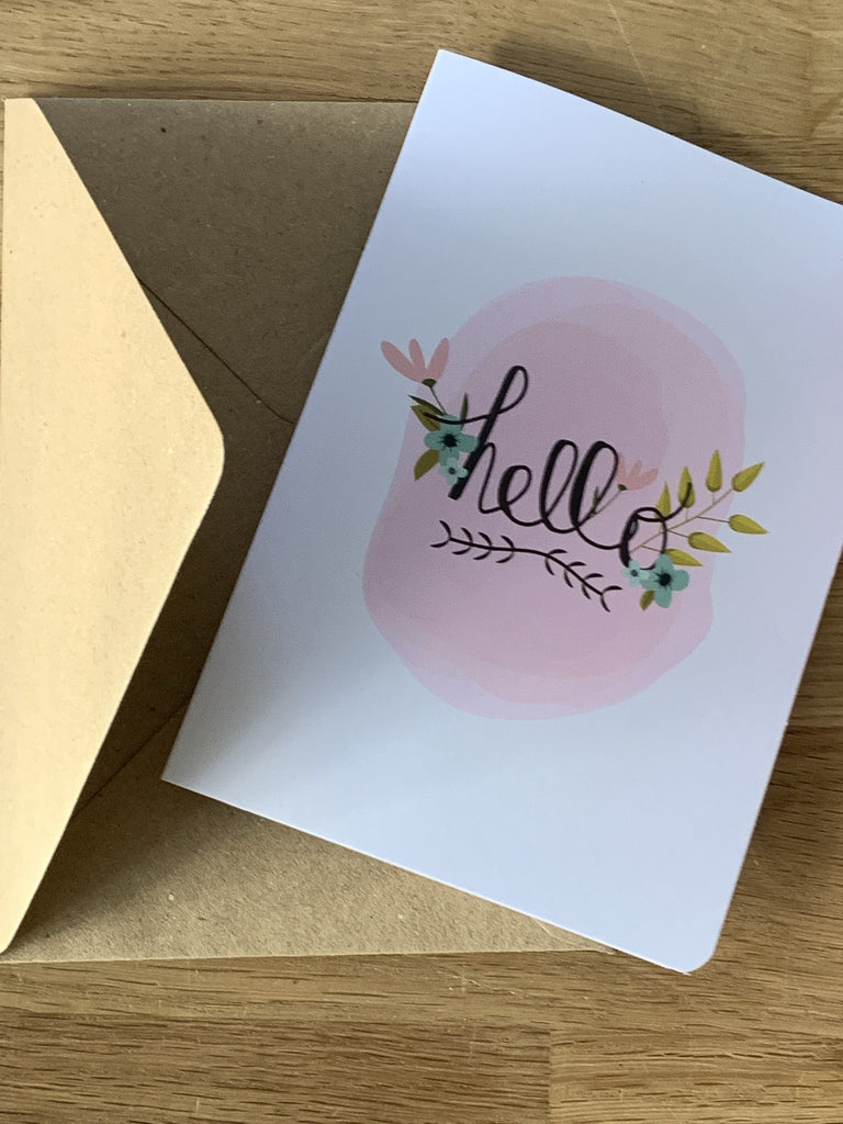 Piglet and Porge Cards Floral Hello - Greetings Card