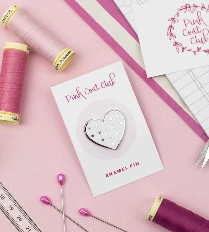 Pink Coat Club Gift Pattern Paper Heart - Enamel Pin - Pink Coat Club