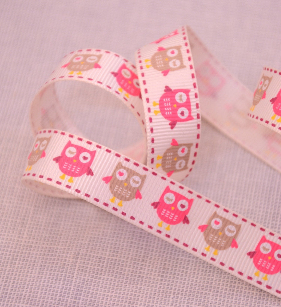 Pink Owls Ribbon - The Eternal Maker - UK Fabric Shop
