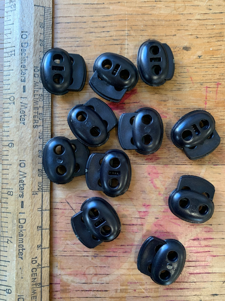 Plastic Cord End Adjuster Toggles - 25mm - Black - The Eternal Maker - UK Fabric Shop