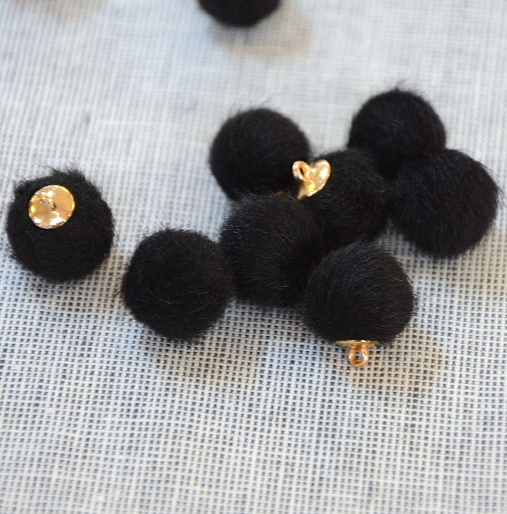 Pom Pom Button - Black - 14mm - The Eternal Maker - UK Fabric Shop
