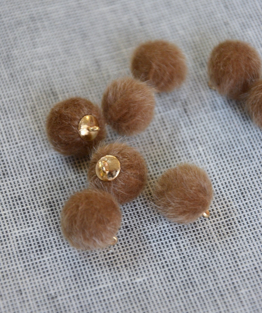 Pom Pom Button - Camel - 14mm - The Eternal Maker - UK Fabric Shop