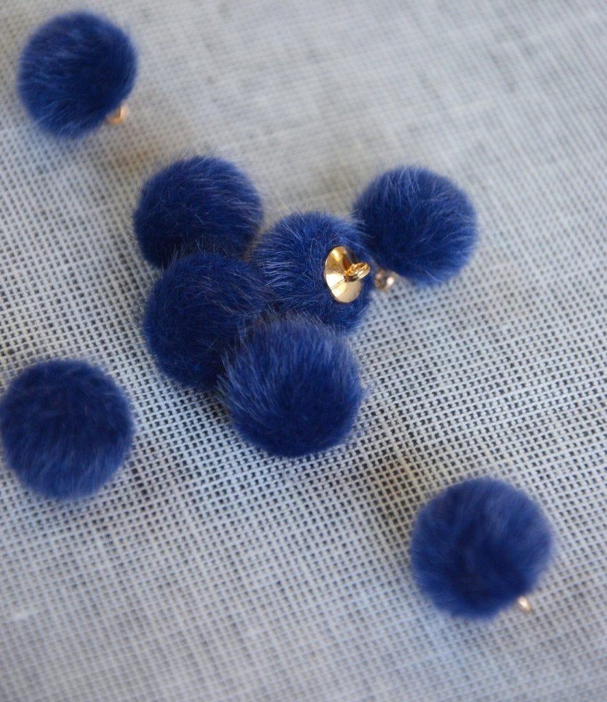 Pom Pom Button - Navy - 14mm - The Eternal Maker - UK Fabric Shop