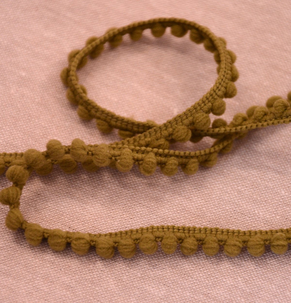 Pom Pom Trim - 10mm - Olive - The Eternal Maker - UK Fabric Shop