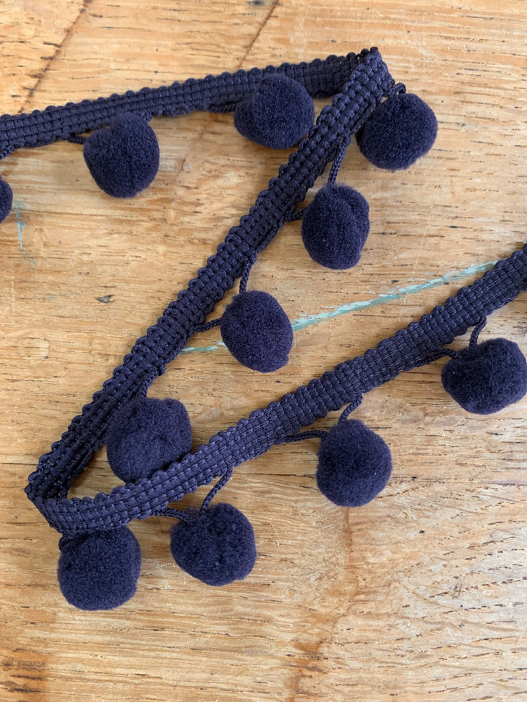 Pom Pom Trim - 25mm - Navy - by the HALF metre - The Eternal Maker - UK Fabric Shop
