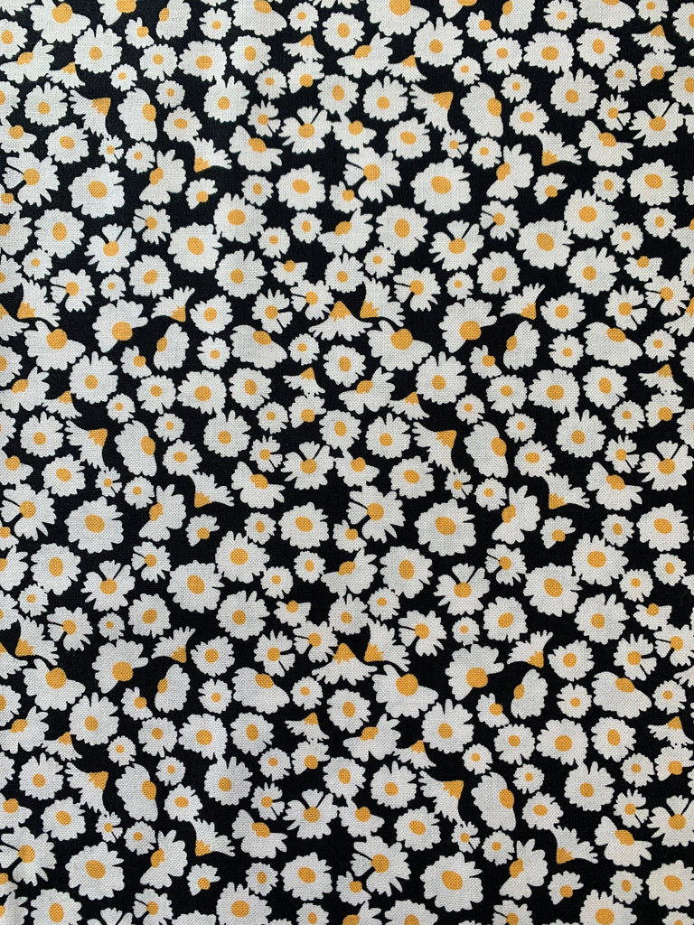 Poppie Cotton Fabric Calico Daisies in Black - Hopscotch & Freckles by Poppie Cotton