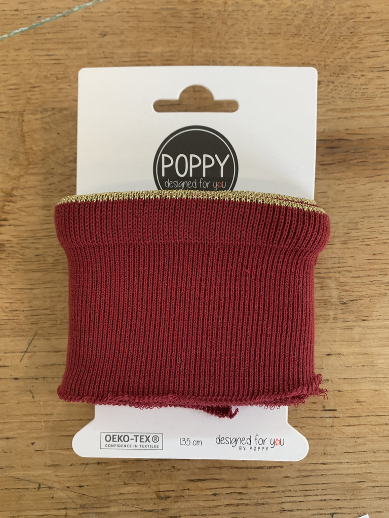 Poppy Fabric Cuffs - Ruffle Lurex Bordeaux - 7cm x 135cm