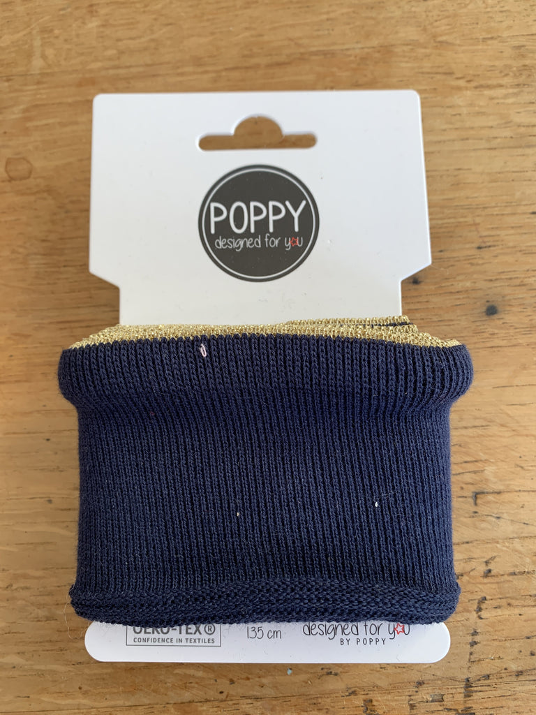 Poppy Fabric Cuffs - Ruffle Lurex Navy - 7cm x 135cm