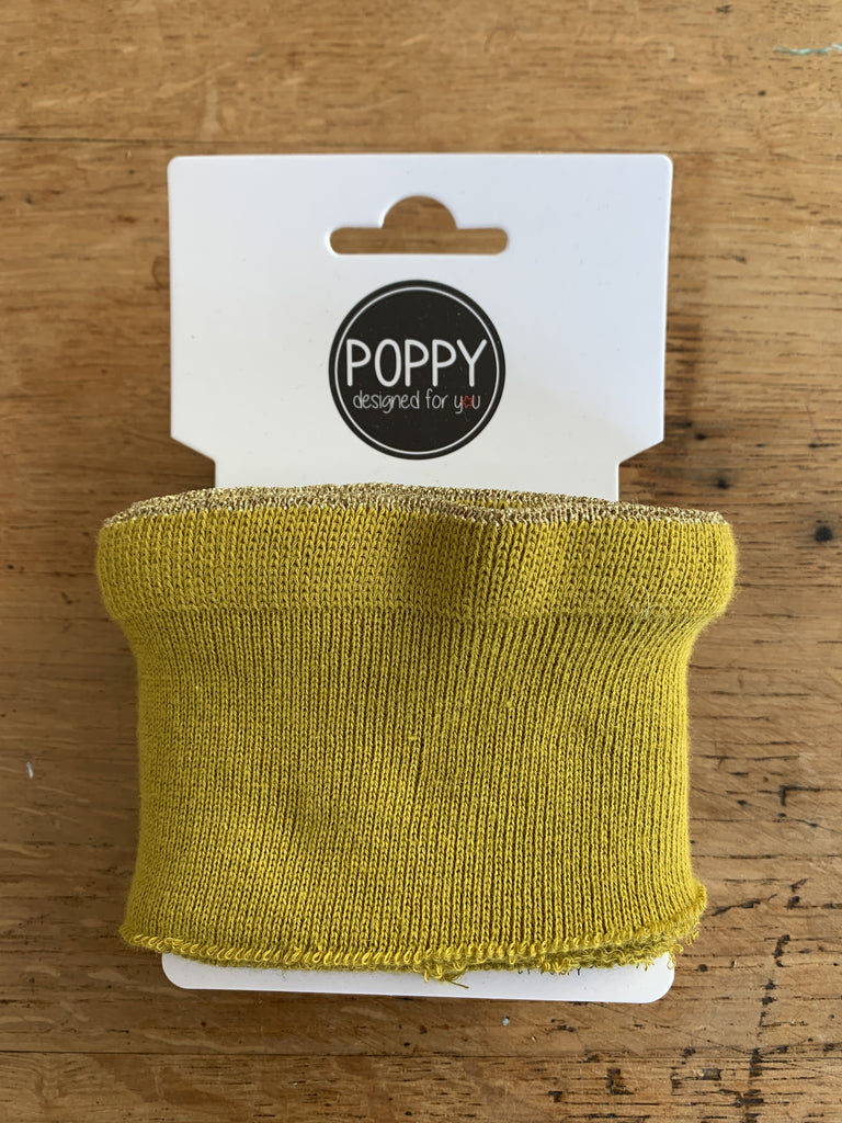 Poppy Fabric Cuffs - Ruffle Lurex Wasabi - 7cm x 135cm