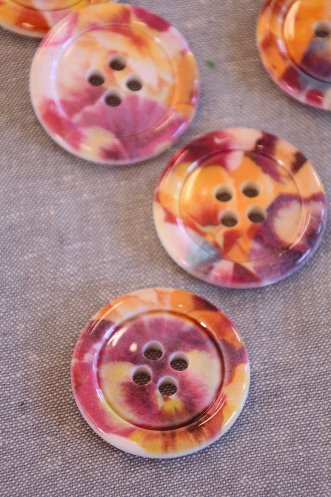 Printed Floral Button - 40mm - Violetta - The Eternal Maker - UK Fabric Shop