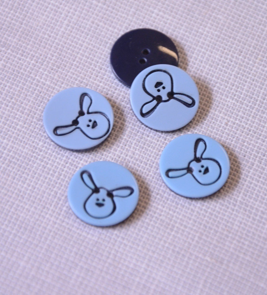 Rabbit Outline Button - 15mm - Blue and Navy - The Eternal Maker - UK Fabric Shop