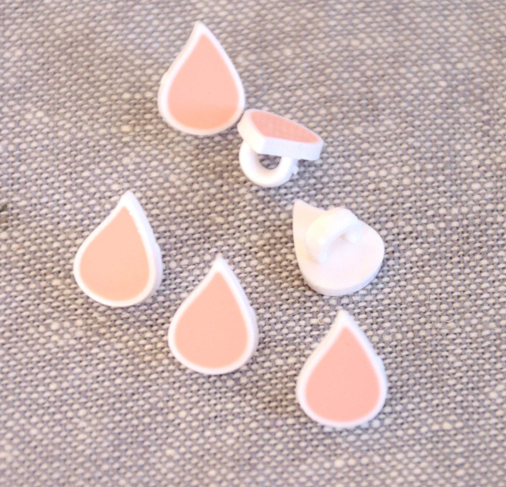 Raindrop Shank Button - 10mm - Pastel Pink - The Eternal Maker - UK Fabric Shop